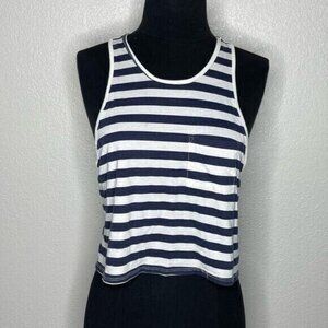 aerie Blue & White Striped Sleeveless Crop Top Size XS